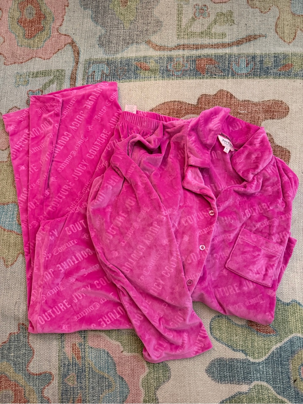 Juicy Couture Hot Pink Velour Pajama Set